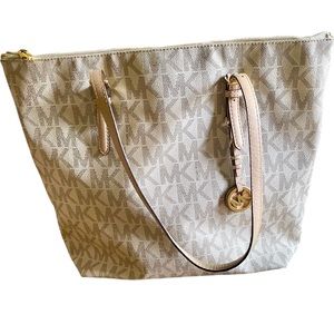 Michael Kors Jet Set Bag Vanilla Purse Signature MK Logo